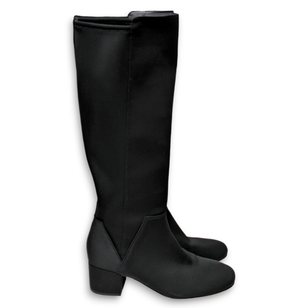 Donald J Pliner Cayden Tall Boots Women’s 7.5 Black Pull On Stretch Crepe 7 1/2
